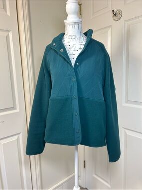 GAP Teal Quilted Yoke Fleece Teddy Jacket
